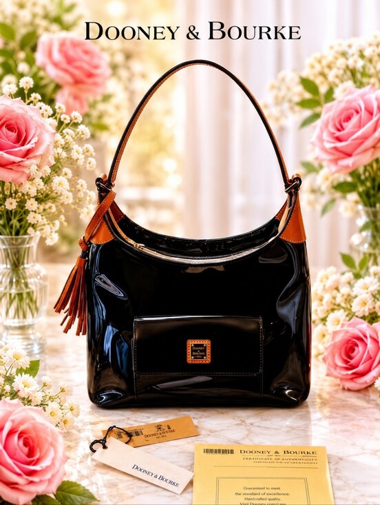 Dooney & Bourke Handbags - Dooney & Bourke Black Patent Leather |Hobo with Tassel |EUC